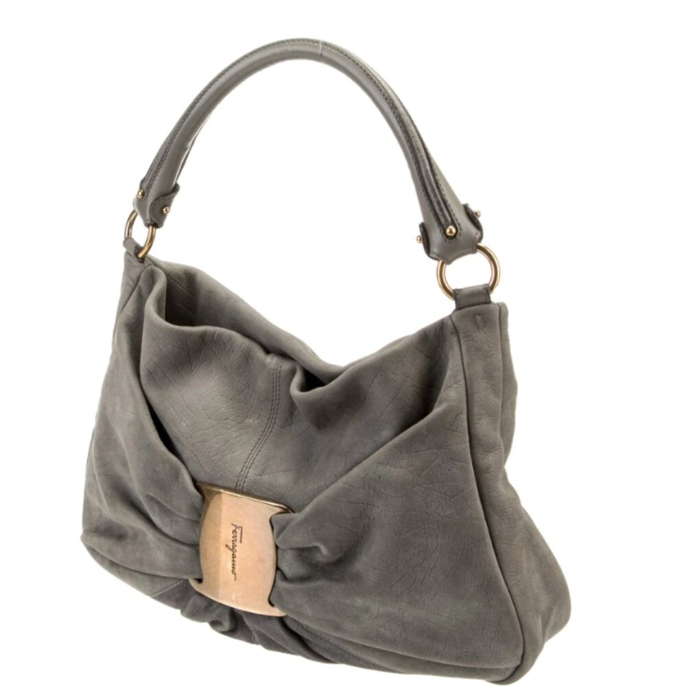 Salvatore Ferragamo Nubuck Shoulder Bag Bow Detail - Picture 2 of 5